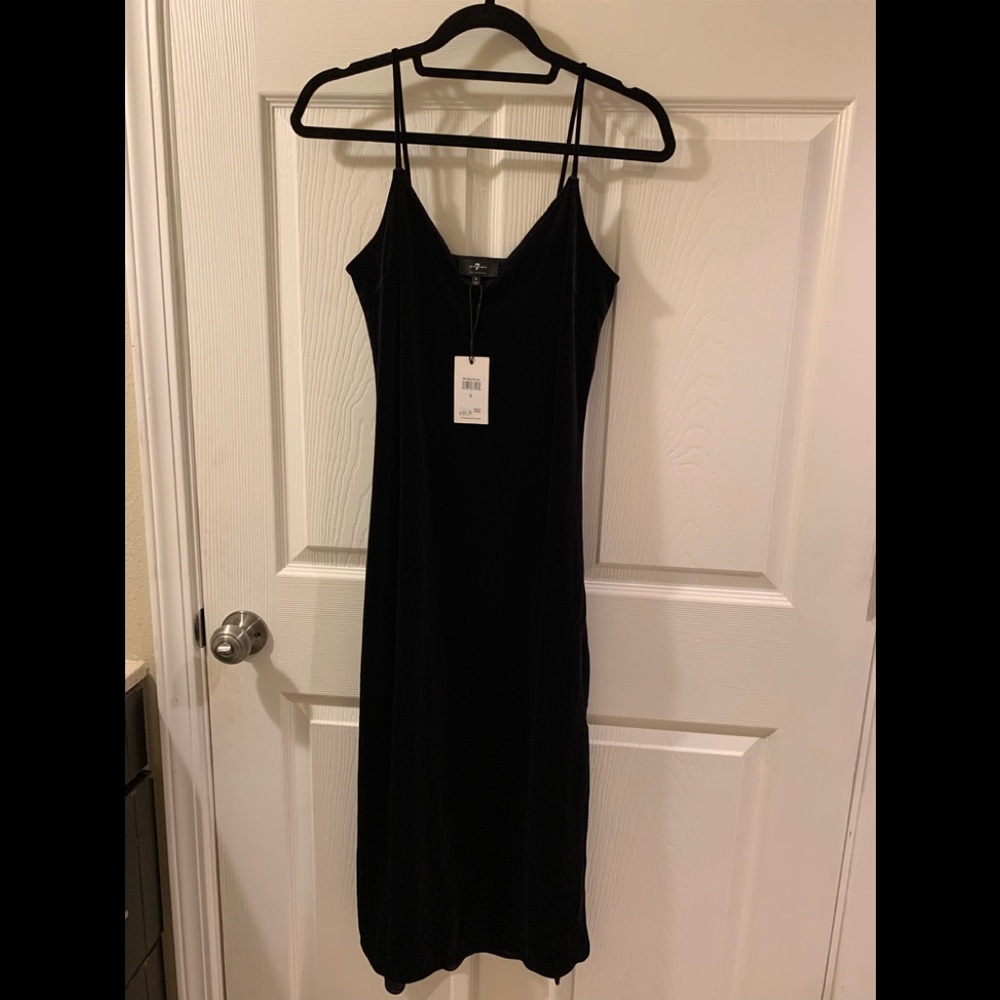 7 For All Mankind Black Velvet Maxi Dress